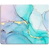 Seroni マウスパッド、シアンブルーの大理石マウスパッド、オフィスノートパソコン用洗える正方形布マウスパッド、コンピュータデスク用ワイヤレスマウス用滑り止めゴムベース, SBD01-A