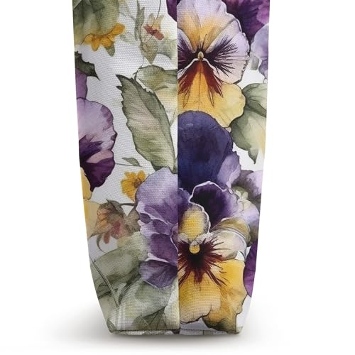 Bolso tote con estampado de acuarela de flores silvestres y pensamientos miniatura 3