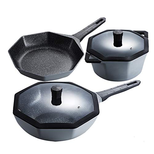 HCZKIUJY Juego de ollas de 4 Piezas, ollas antiadherentes para el hogar, Cocina de inducción, Wok, Juego de ollas y sartenes de Cocina (Paquete Variado de Estilo 2)