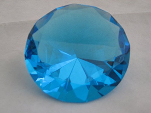 Baby Blue (Turquoise) Glass Diamond Shaped Paperweight 3.15 INCHES (80 MM)