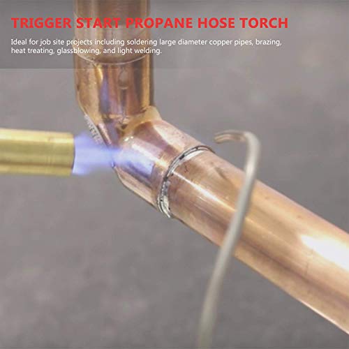 Image of Propane Torch Hand Hose, Mapp Gas Torch,Hose Length 1.5 M /60 INCH-With Hook | Powerful Vortex Flame for Brazing Copper Pipes, CGA600 Fuel Compatibility, For HVAC and Plumbing