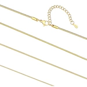 FaithHeart Thin Snake Chain Necklace for Women, Silver/Gold/Black/Rose Gold