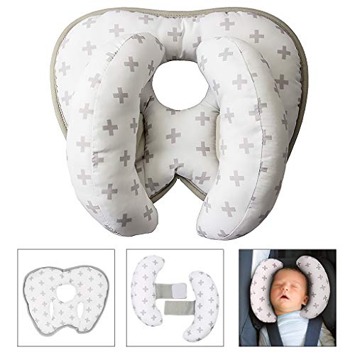 Babyreisekissen für Kinderwagen oder Bett,2 in 1 Kinderwagen Kinderwagen Soft Head Neck Support Verstellbares Baby Travel Nackenkissen für 3 Monate bis 1 Jahr Baby ?Weiß?