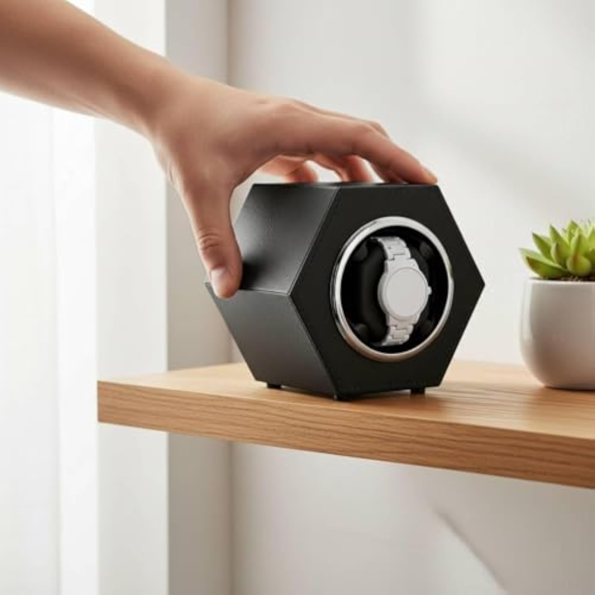 Single Timepiece Rotator Box with Two Rotation Modes, Stackable Design