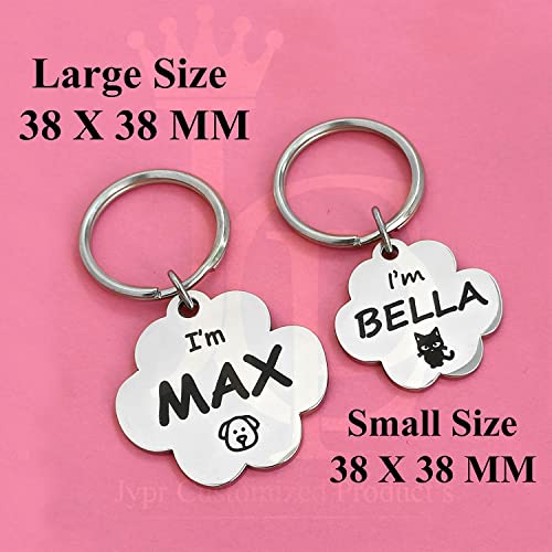 Image of Jypr Customized Product's Pet ID Tag Personalize Black Engraved Name Collar Tag for Your Loving Pet Dog, Cat, Puppy, Horse (Paw Shape Tag with Little Paw Charm), 1 Label