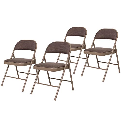 OEF Furnishings (4 Pack) Fabric Upholstered Steel Folding Chair, Star Trail Brown