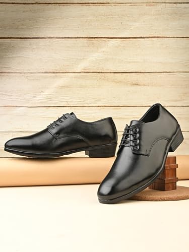 Image of KASTAVA KS 125 Breathable Synthetic Upper | Cushioned Sole, Ultra Comfort & Lightweight Lace-Up Formal Derby Shoes for Men