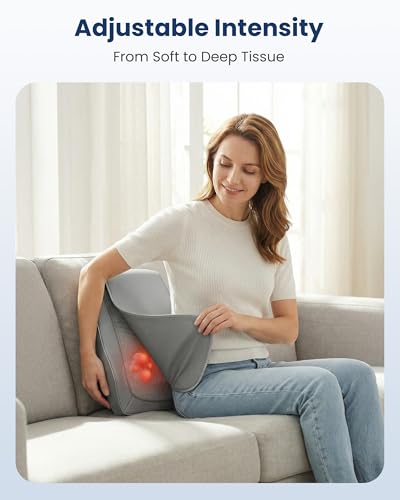 COMFIER Lumbar Support Cushion with Kneading Massage, Heat & Vibration, Ergonomic Back Support Pillow for Office Chair, Seat & Sofa – Adjustable Comfort, Gray