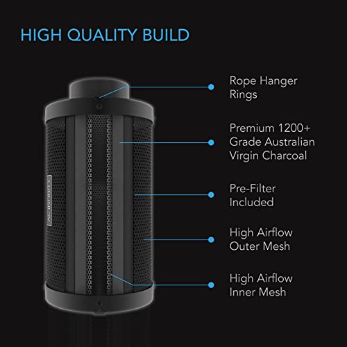 Ac Infinity Air Carbon Filter Xl 4", With Premium Australian Virgin Charcoal, Pre-Filter And Rope Hangers, Odor Scrubber Fit For Inline Duct Fan, Odor Control, Hydroponics #TOP2