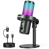 Aisryntek USB Gaming Microphone for PC - 96kHz/24-bit Studio Quality Cardioid Condenser Mic with Mute Button, Gain Control & 3.5mm Headphone Jack - Plug & Play for Streaming, Podcast, Twitch, PS5