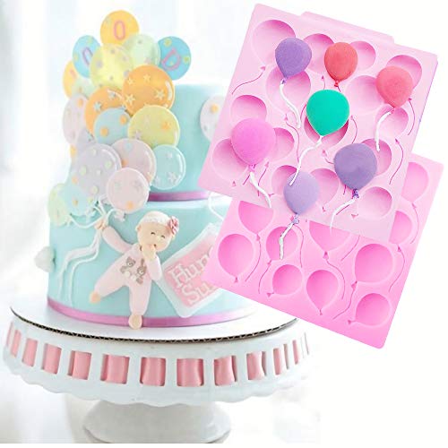 HengKe 2 Pieces Air Balloon Fondant Molds,Food Grade Safety Silicon Materials, Chocolate Candy Mold for Party Baby Shower Cake Decorating,Sugarcraft, Cupcake Topper,Pastry, Polymer Clay, Epoxy Resin