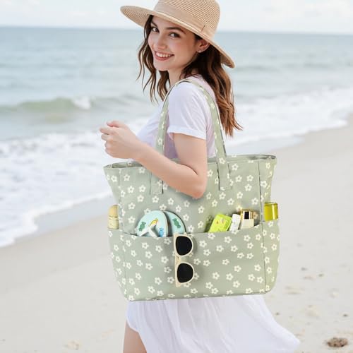 Bluboon Waterproof Beach Tote Pool Bags for Women Ladies Extra Large Gym Tote Carry On Bag With Wet Compartment for Weekender Travel