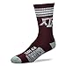 For Bare Feet Mens NCAA 4 Stripe Deuce Crew Socks, Texas A&M Aggies, Large