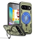 Picture of THBONRA for Google Pixel 10 case,for Google Pixel 10 Pro Case Compatible with MagSafe,with 2 Screen Protectors, Kickstand Ring,Phone Heavy Duty Protection Military Grade Drop Shockproof Rugged Green