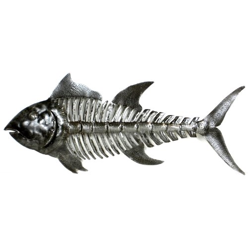 Global Crafts Recycled Handmade Haitian Metal Wall Art: Fish Bones, 24