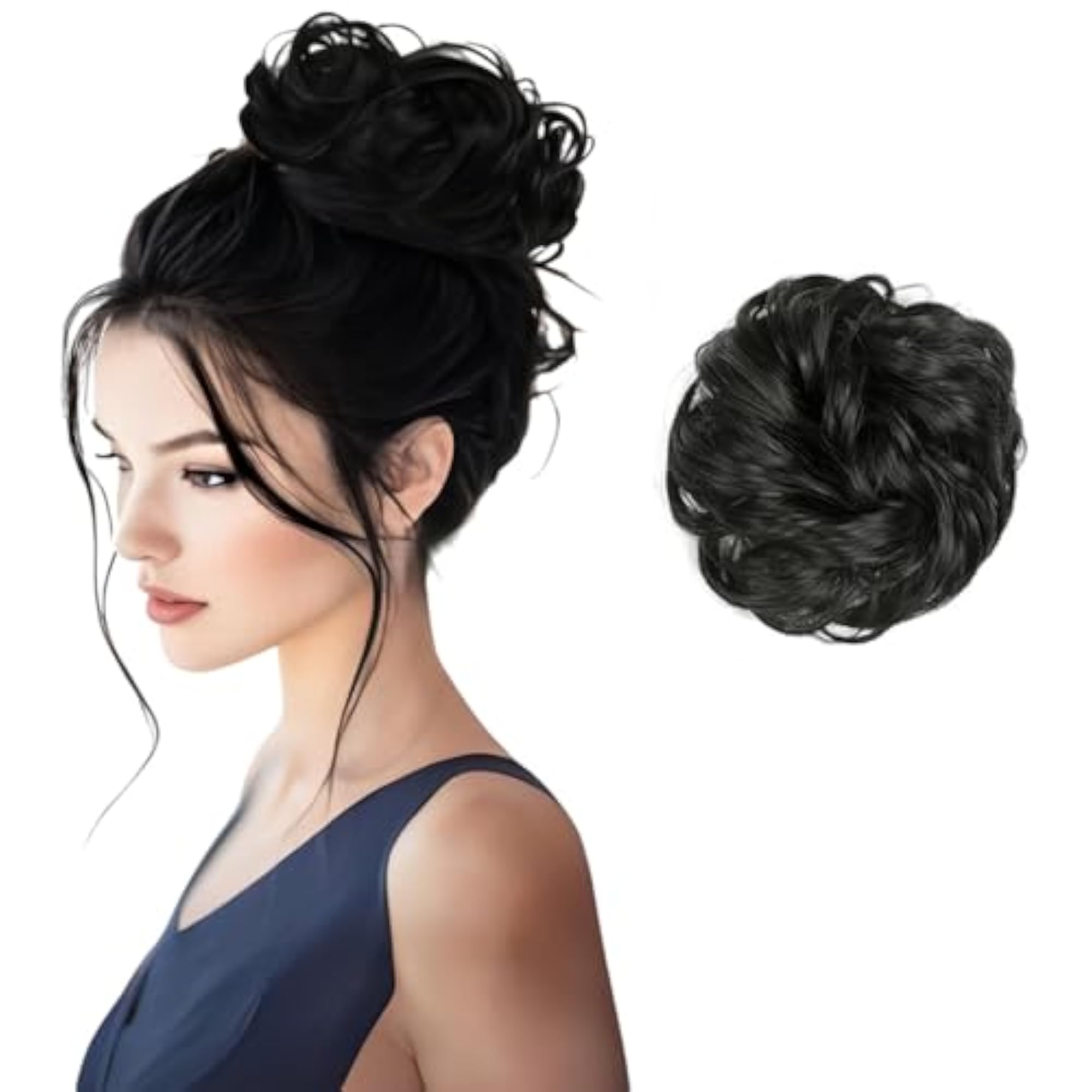 Black Synthetic Bun Extension And Wigs Artificial Juda For Women