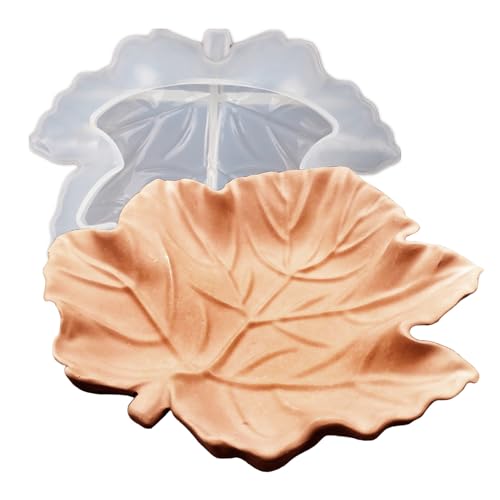 Japleed Stampi in silicone testurizzato, stampi in resina per calcestruzzo a forma di foglia d'acero, vassoio per gioielli con foglie, portacandele, stampi in resina epossidica per riporre oggetti