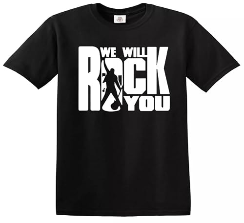 Image of We Will Rock You Boys Girls Kids T-Shirt Gift Children Music Guitar Top(Black,9-11 Years)