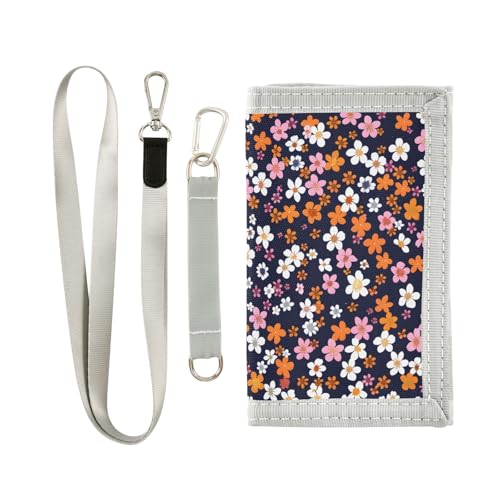 ALAZA Kids Wallets for Boys Girls Toddler Trifold Wallet Children Small Small Flowers with Zipper Coin Pocket