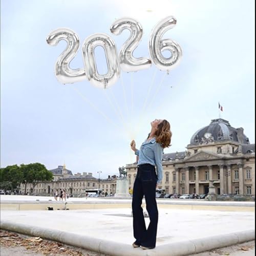 Image of TONIFUL 2026 Graduation Balloons 40 Inch Number Balloons Aluminum Foil Mylar Balloons for Graduation New Year Eve Anniversary Decorations Class of 2026 Grad Party Supplies(Number 2026)