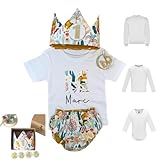 Conjunto Cumpleaños 1 año Personalizado - Camiseta con nombre Bebé - Regalo primer cumpleaños - Smash Cake - Corona cumpleaños (Selva)