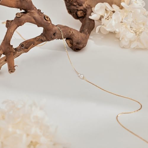 Pearl Necklaces for Women Trendy, 14k Gold Plated Dainty Necklace Simple Pearl Drop Single Charm Pendant Necklace Birthday Wedding Gifts Gold Jewelry for Women - image 9