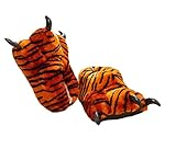 TONWHAR Unisex-adult Home Slippers Cartoon Cosplay Paw Claw Shoes (brown tiger paw)