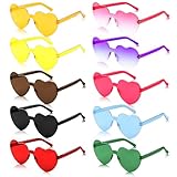 10 Paires Lunettes de Soleil, Lunettes de Cœur Hippie Rétro, 10 Couleurs...