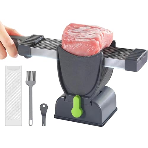 Stainless Steel Meat Cleaver with Adjustable Thickness, Precision Holder, and Suction Cup for Home Cooking, BBQ, and Hot Pot