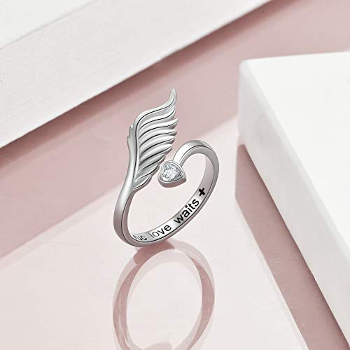 Angel Wings Rings Purity 925 Sterling Silver True Love Waits Anniversary Birthday Gift For Wife Lovers #TOP1