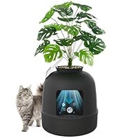 Lifewit Katzenklo Blumentopf mit Pflanze & Schaufel, Katzenklo Versteckt, Katzentoilette XXL mit Geruchskontrolle & Kohlefilter, Wohnzimmer, Schlafzimmer, Ecke, Schwarz