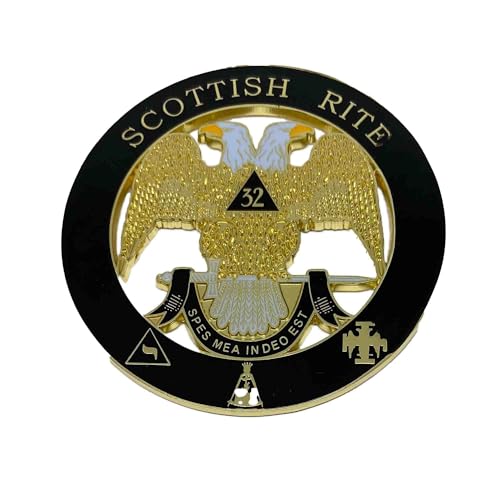 Image of 32nd Degree Scottish Rite Double-Headed Eagle Masonic Auto Emblem[Gold & Black] SPES MEA INDEO EST