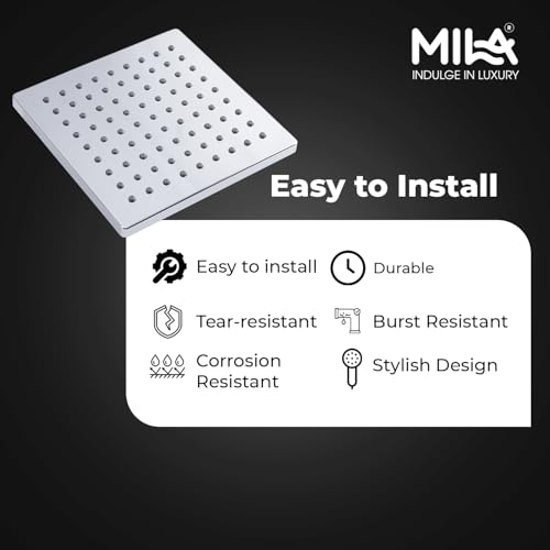 Image of Mila Floro Rain Shower| Chrome Finish Square Overhead Shower | 150 * 150mm Ceiling Mounted | ABS Body| Single Function Rainfall Shower for Broad Coverage & Water Efficiency| (Without Arm)