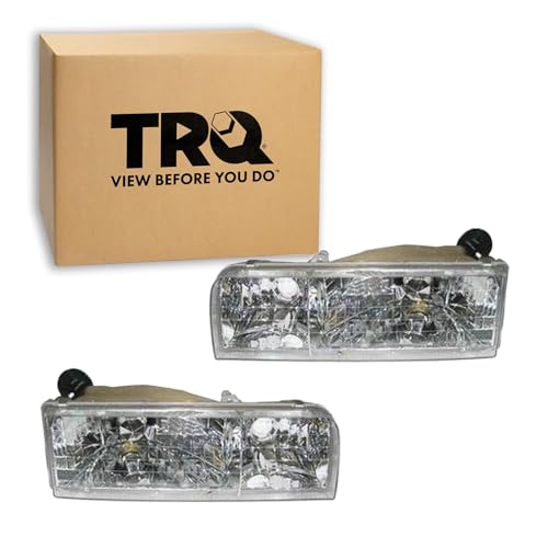 Image of TRQ Headlight Assembly Set FO2502141 FO2503141 Compatible with 1995-1997 Lincoln Town Car