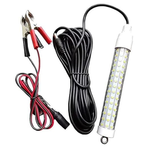 12V 120 LED 1000 Lumens Lure Bait Finder 10.5W Night Fishing Finder Crappie Shad Boat LED Submersible Underwater Light with Battery Clip and Power Plug 6M Power Cord