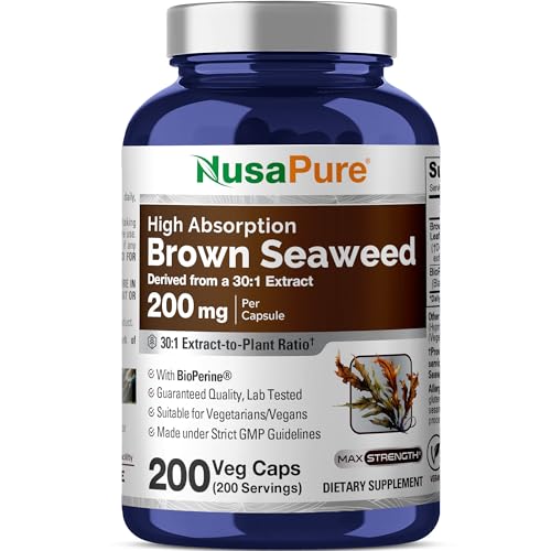 Brown Seaweed Non-GMO Vegan 200mg 200 Veg Capsules - 200 Servings