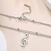 EUEAVAN Collier avec pendentif en forme de note de musique en acier inoxydable pour femme ou petite amie, Acier inoxydable, Pas de gemme (Argent 2) #4