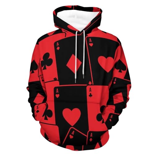 Hoodie cartes à jouer UMENG pour homme et femme, pull à capuche noir taille S