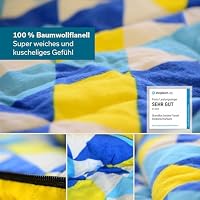 Skandika Deckenschlafsack Dundee Flanell | Baumwolle, Luxus-Qualität, koppelbar, Doppelschlafsack, 3 Jahreszeiten, bis -20°C, 220 x 80 cm/ 220 x 160 cm | Outdoor Camping Schlafsack (Gelb RV rechts) – Ansicht 2