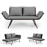 4 en 1 Banquette Extérieur avec Accoudoirs Réglables, Canapé Extérieur Jardin