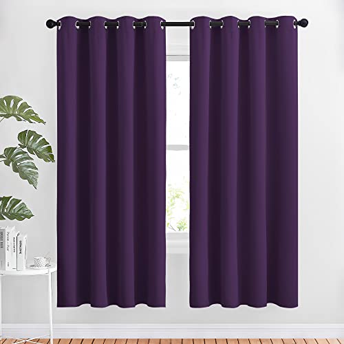 NICETOWN 72 inches Bedroom Curtains Panels - Functional Blackout Curtains/Panels for Bedroom, Thermal Insulated, Privacy Assured (Set of 2, 52 x 72 inches in Royal Purple)