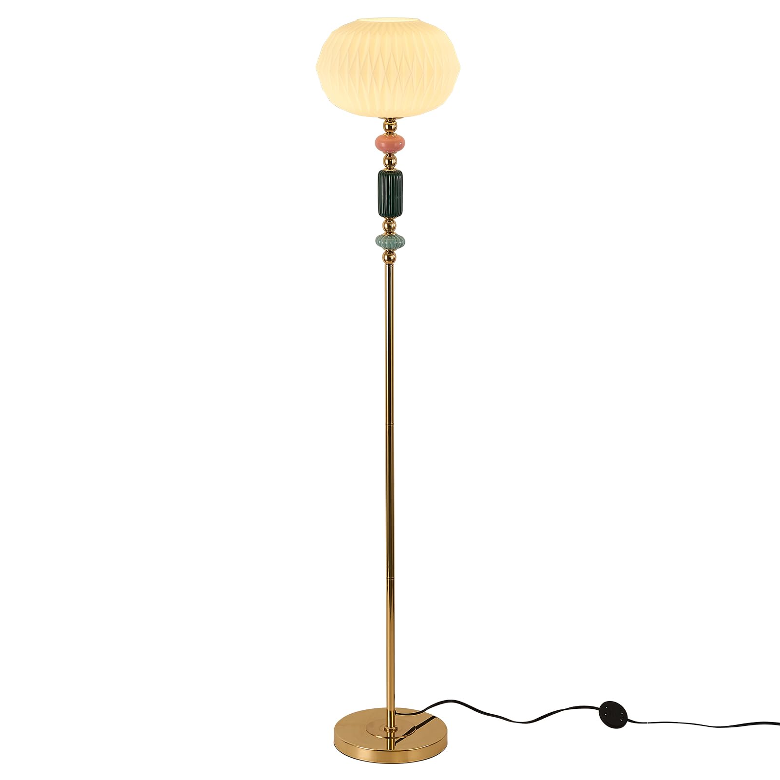 Floor Standing Tall Lamp Milk Glass Floor Lamp with Plug Switch Button for Living Room Bedroom Home Office