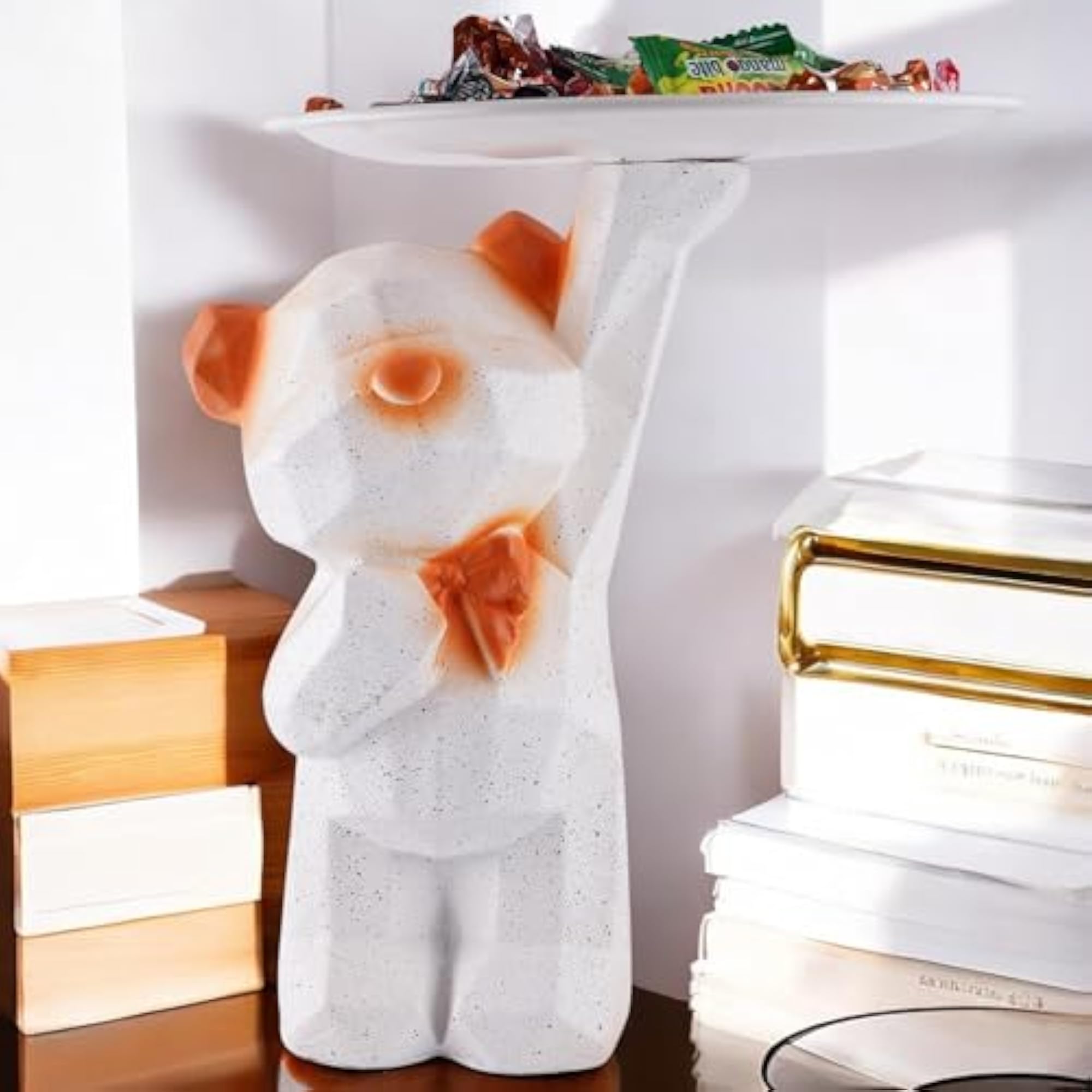 8 Inches Standing White Teddy Cum Serving Platter for Dining Table