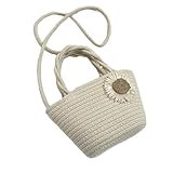 Gyios Bolsas De Playa Bolso Tejido Hecho A Mano Bolso Infloral, Bolso De Hombro De Un Cercanía De Color Sólido, Bolsa De Almacenamiento De Cuerpo Cruzado De Vacaciones-Beige
