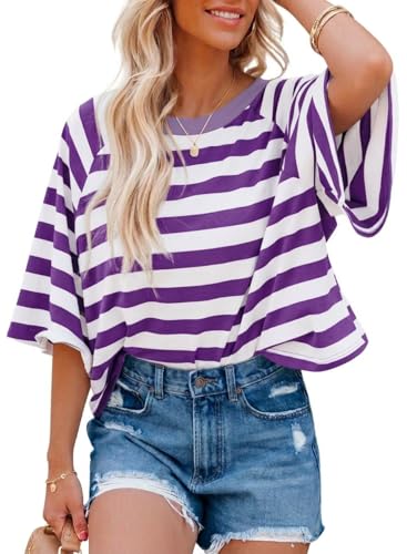Tee shirt femme chic et élégant aux rayures violettes douces