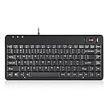 Perixx PERIBOARD-505H Wired Mini Keyboard with Trackball, Industrial Rollerball Compact Keyboard with 2 Built-in USB Hubs, Black, US Layout