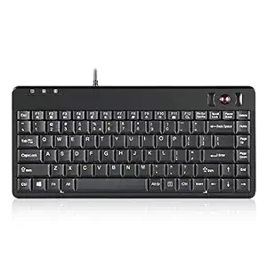 Perixx PERIBOARD-505H PLUS Wired USB Trackball Keyboard - Built-in 2X USB2.0 Hubs - Mini 12.40x5.79x0.83 Dimension - Fit with Professional or Industrial Use - US English Layout