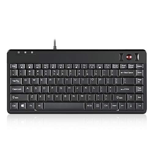 Perixx PERIBOARD-505H Wired Mini Keyboard with Built-in Trackball, 0.55 Inch Trackball and 2 USB Hubs, Black, US English Layout by Perixx - Used condition - US$32.55