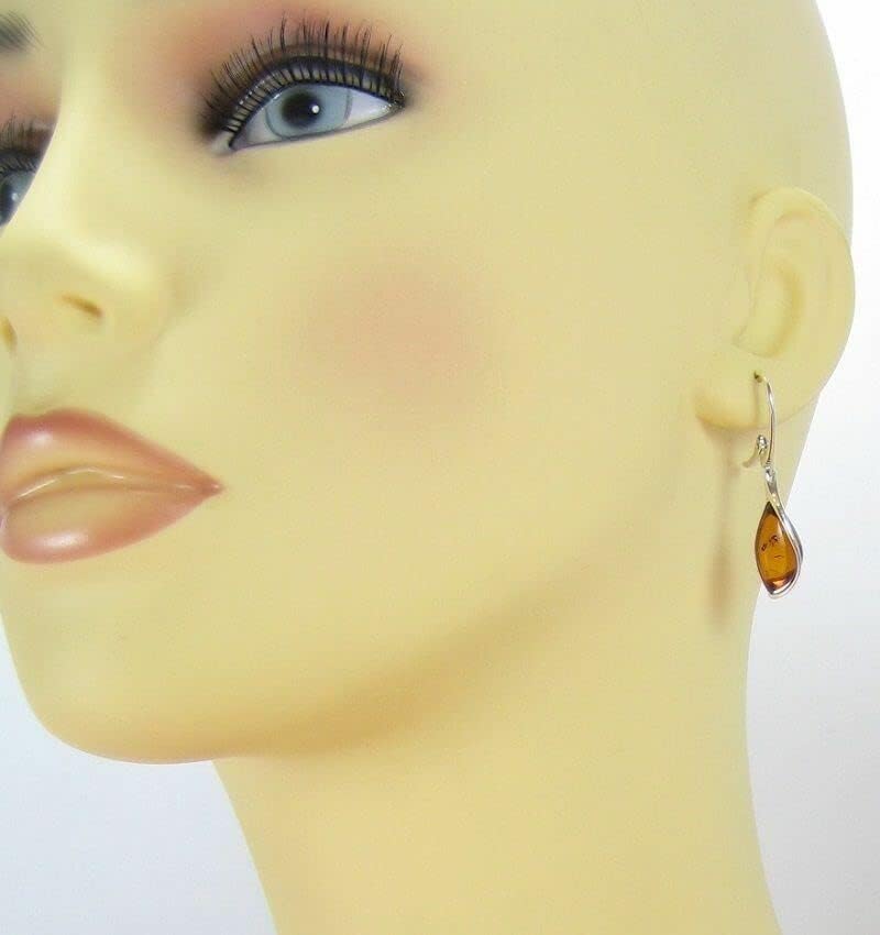 BALTIC AMBER STERLING SILVER 925 Earrings Droop Dangle NATURAL Gemstone Amber Cognac Jewellery For Woman Earrings Sterling Silver - Image 3
