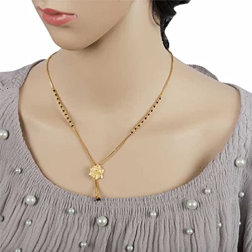 Traditional Plated Beads Mangalsutra with Golden S Hook Chain